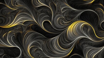 Abstract Black and Gold Swirling Pattern with Flowing Lines and Texture