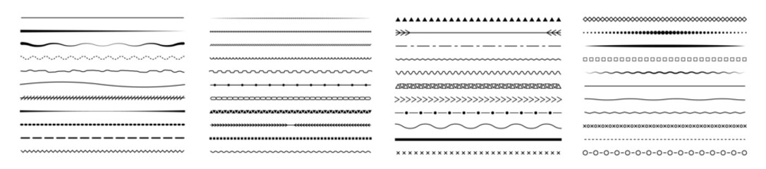 Fototapeta premium Set of vector line border. Lines, waves, zigzag, borders. Geometric vintage line collection. Doodle design. Vector illustration