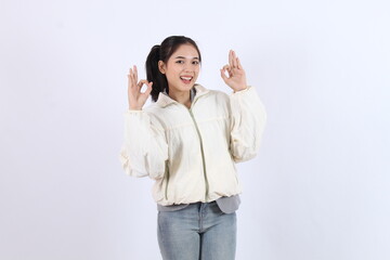 Woman Shows OK Sign: Approval, Positive Feedback, and Agreement Gesture