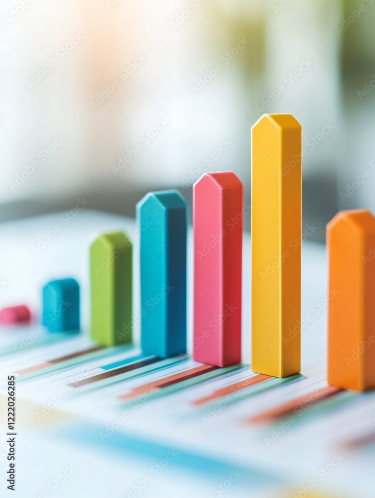 Poster a close-up of colorful charts and graphs in a research report highlighting preferences and evaluatio