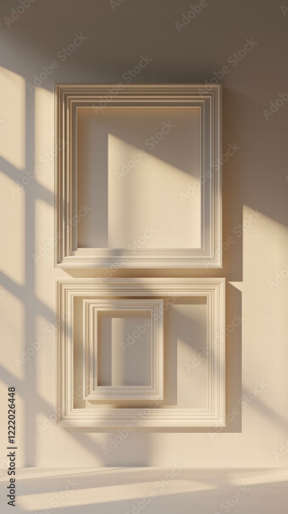 Poster minimalist wall decor with nested frames. ai.