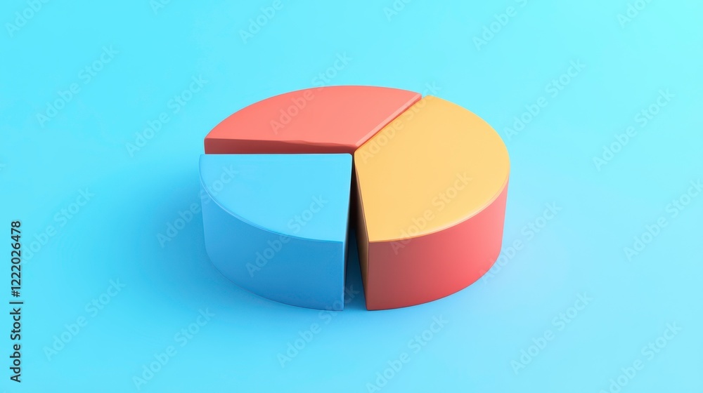 Aufkleber a colorful pie chart on a blue background, illustrating data distribution in three segments.