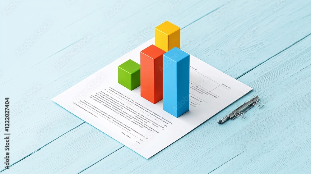 Poster a creative representation of survey preferences visualized as colorful bars rising from a data sheet