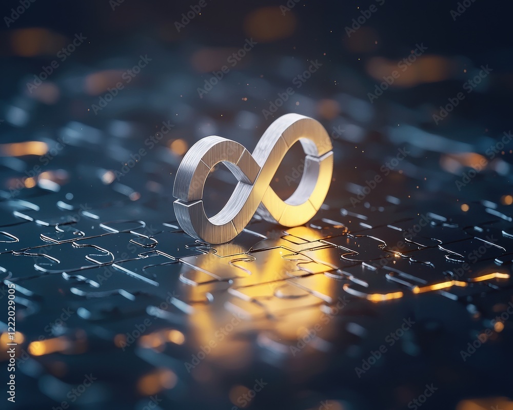 Fototapete sudoku pieces merging into a radiant infinity symbol of logic and art