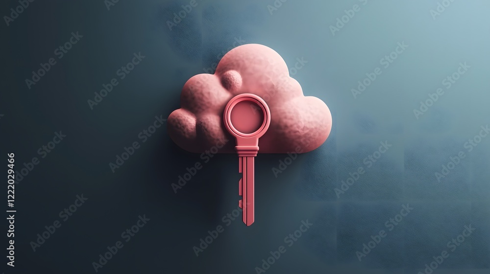 Aufkleber vibrant and futuristic digital cloud protection concept featuring a 3d of a smart lock and key icon 