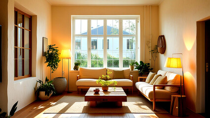 Luxurious Modern Living Room with Cozy Neutral Tones