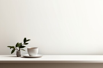Fototapeta premium Cafe plant white cup.