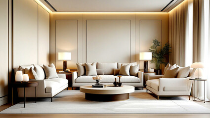 Spacious Living Room with Artistic D&eacute;cor and Modern Appeal