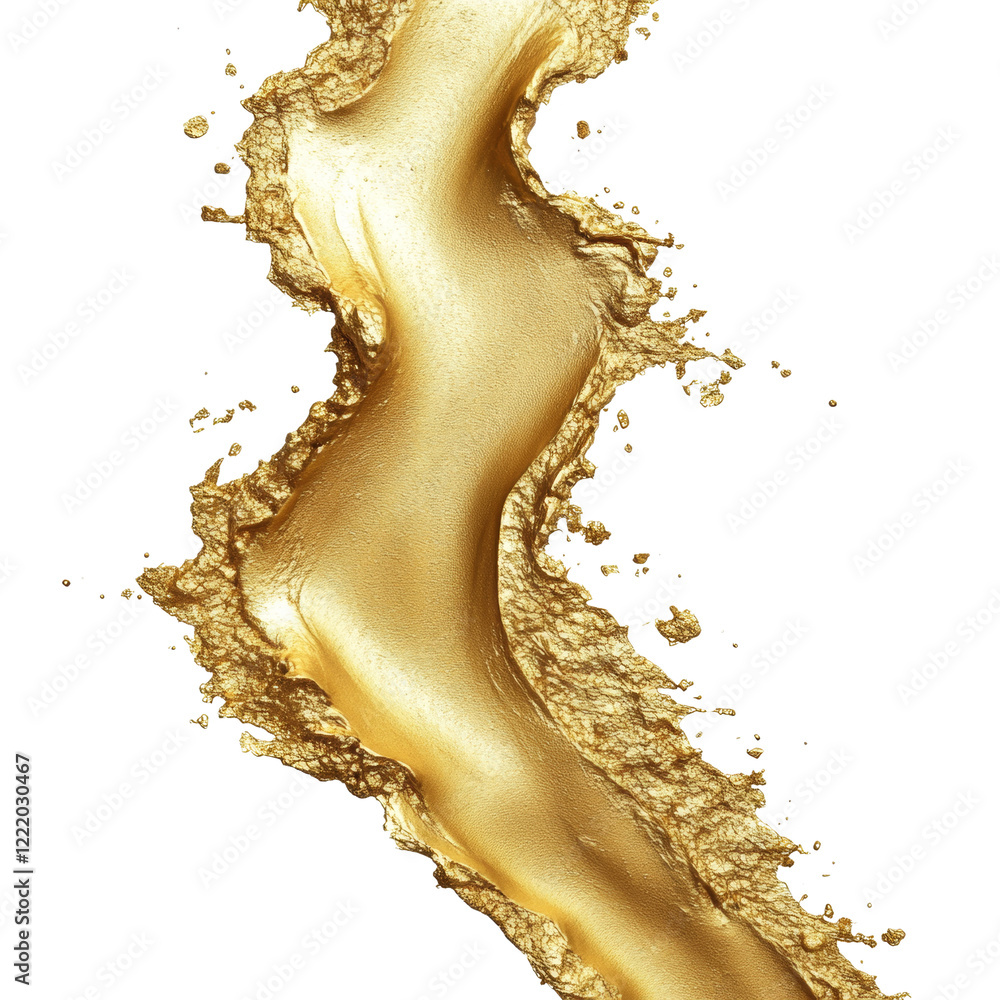Poster An abstract image showcasing a dynamic splash of golden liquid against a stark black backdrop. The image's texture and motion are visually striking.