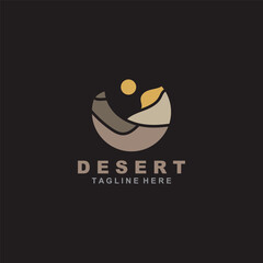 Obraz premium Desert or sahara wilderness logo outdoor adventure emblems, badges patches design template