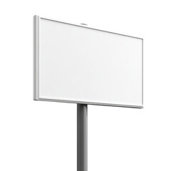 Fototapeta premium A large blank white billboard stands on a tall grey pole, ready for advertisement.