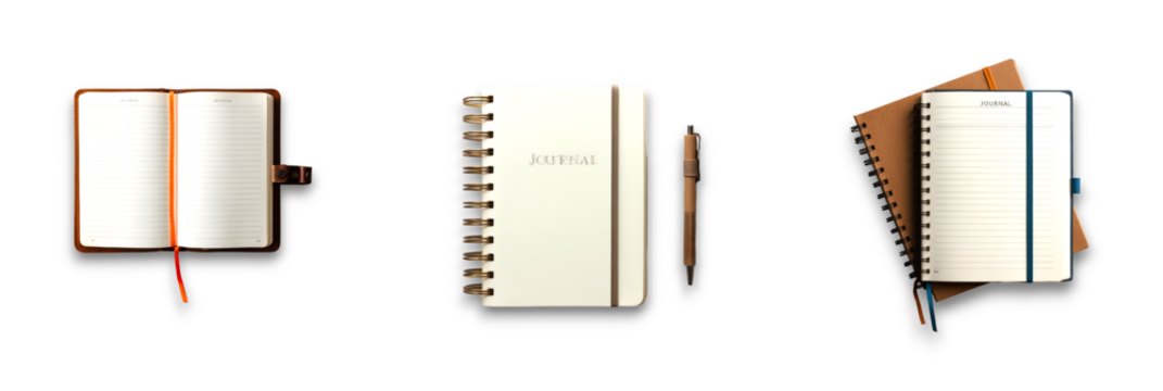 Isolated notebooks on a transparent background for creative use