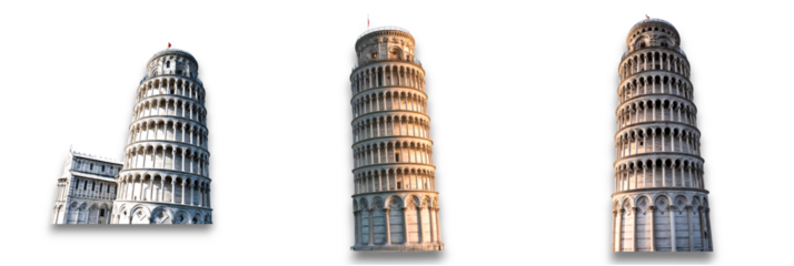 Leaning Tower of Pisa, an iconic structure isolated on transparent background