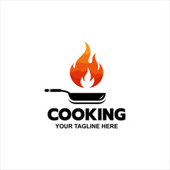 cook and fire stylized vector symbol label and emblem template