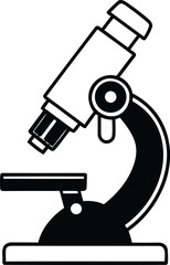 Modern Microscope silhouette vector illustration, Microscope line art vector, Microscope isolated vector icon design