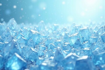 Obraz premium Close-Up of Crushed Ice Texture on a Blue Background, Featuring a Refreshing and Cool Aesthetic
