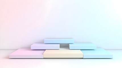 Minimalist Display Platform with Soft Pastel Colors and Clean Lines