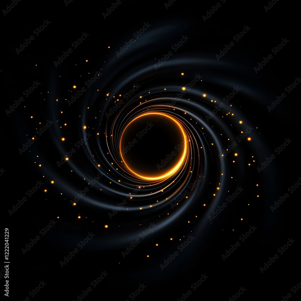 Poster abstract cosmic design featuring vortex of light and particles