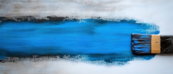 Abstract Blue Paint Stroke on Canvas  Artistic Brush  Texture  Background