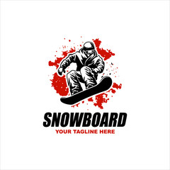 snowboard logo badge design illustration for t shirt poster patch sticker