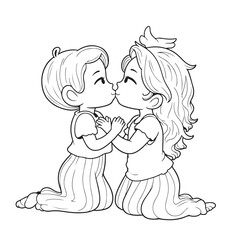 couple in kissing on white background 