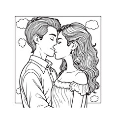 couple in kissing on white background 