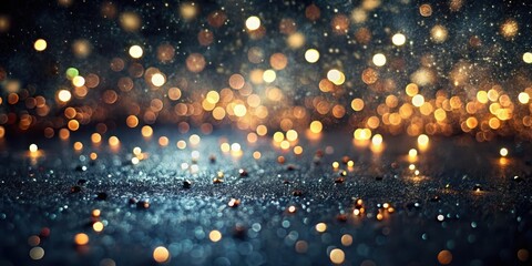 Obraz premium Dark Sparkle Background with Golden and Blue Lights