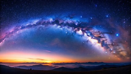 Fototapeta premium Panoramic Night Sky: Clean Gradient Colors, Stunning Night Photography