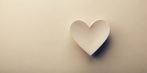 Fototapeta premium Cream-colored heart shape on a beige background, a minimalist design