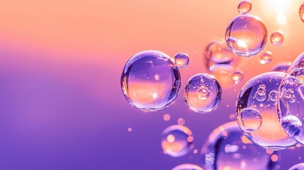 Abstract Purple and Orange Bubbles  Liquid  Macro Photography  Gradient Background  Closeu