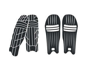 Abdominal Cricket Guard clip art design vector Isolated, Cricket Gloves Silhouette Icon Set, Professional Cricket Gloves Equipment Set.