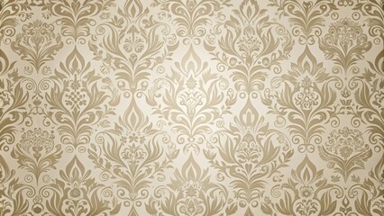 Elegant Damask Pattern  A Beige and Brown Floral Design for Textile and Wallpaper Applications