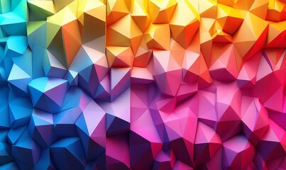 Obraz premium Abstract low-poly chaotic surface with vibrant gradients, 3D render, Generative AI