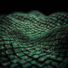 Abstract Digital Data Wave  Green Binary Code  Cyber Security  Technology Background