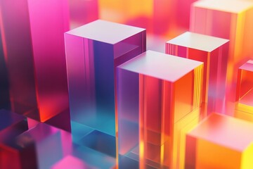 Abstract colorful prisms, layered design, 3d render, Generative AI