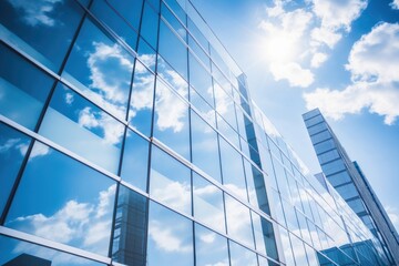 Obraz premium Reflective skyscrapers building architecture outdoors.