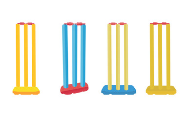 Fototapeta premium Cricket Stump Illustration Clip Art Collection, Cricket Stump equipment, Stump Colorful 3D Cartoon