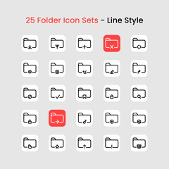 25 Collection of Folder Icons with Line Style