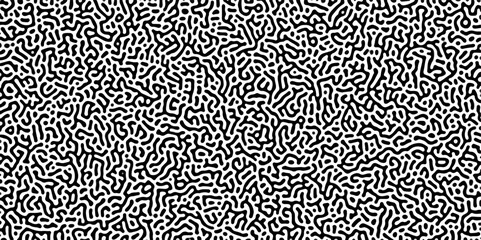 Organic seamless patterns with rounded lines Diffusion reaction background. Monochrome background of natural organic forms motion. Overlay template abstract Turing organic wallpaper background.