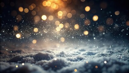 Obraz premium Enchanted Winter Night Scene with Sparkling Lights and Falling Snow