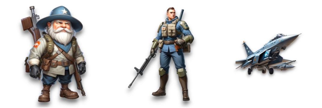 A soldier character portrait, isolated on transparent background - Powered by Adobe