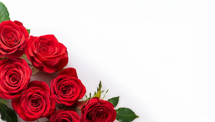 Obraz premium Romantic Red Rose Corner Border