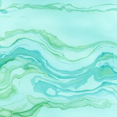 Obraz premium ocean watercolor marble texture cool light teal green sea background wavy abstract swirl backdrop 