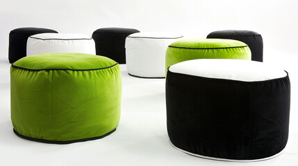 Stylish Green and Black Ottoman Seating for Lounge