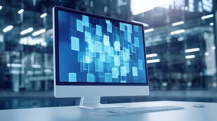 Modern Computer Displaying Digital Data Network