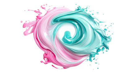 Mint and red abstract shape on transparent background