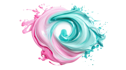 Mint and red abstract shape on transparent background