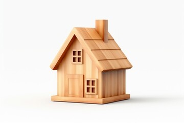 Minimal cute house wood white background architecture.