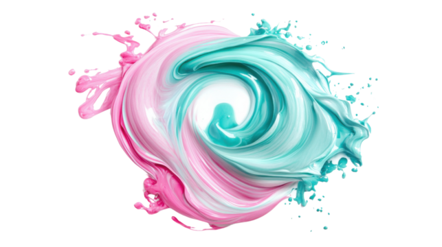 Mint and red abstract shape on transparent background