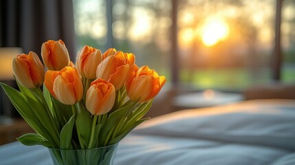 Sunset Tulips: A Bouquet of Orange Delight in the Golden Hour